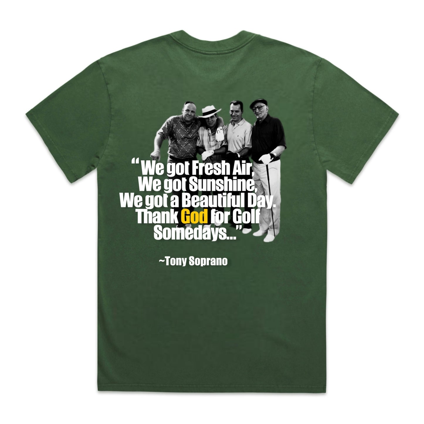 THANK GOD FOR GOLF SHIRT - FADED FOREST/WHITE/YELLOW
