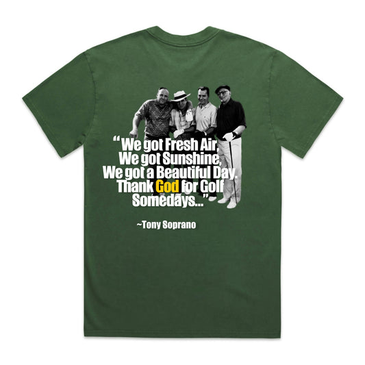 THANK GOD FOR GOLF SHIRT - FADED FOREST/WHITE/YELLOW