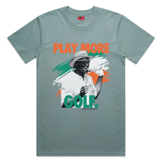 PLAY MORE GOLF SHIRT - MINERAL/ORANGE/WHITE