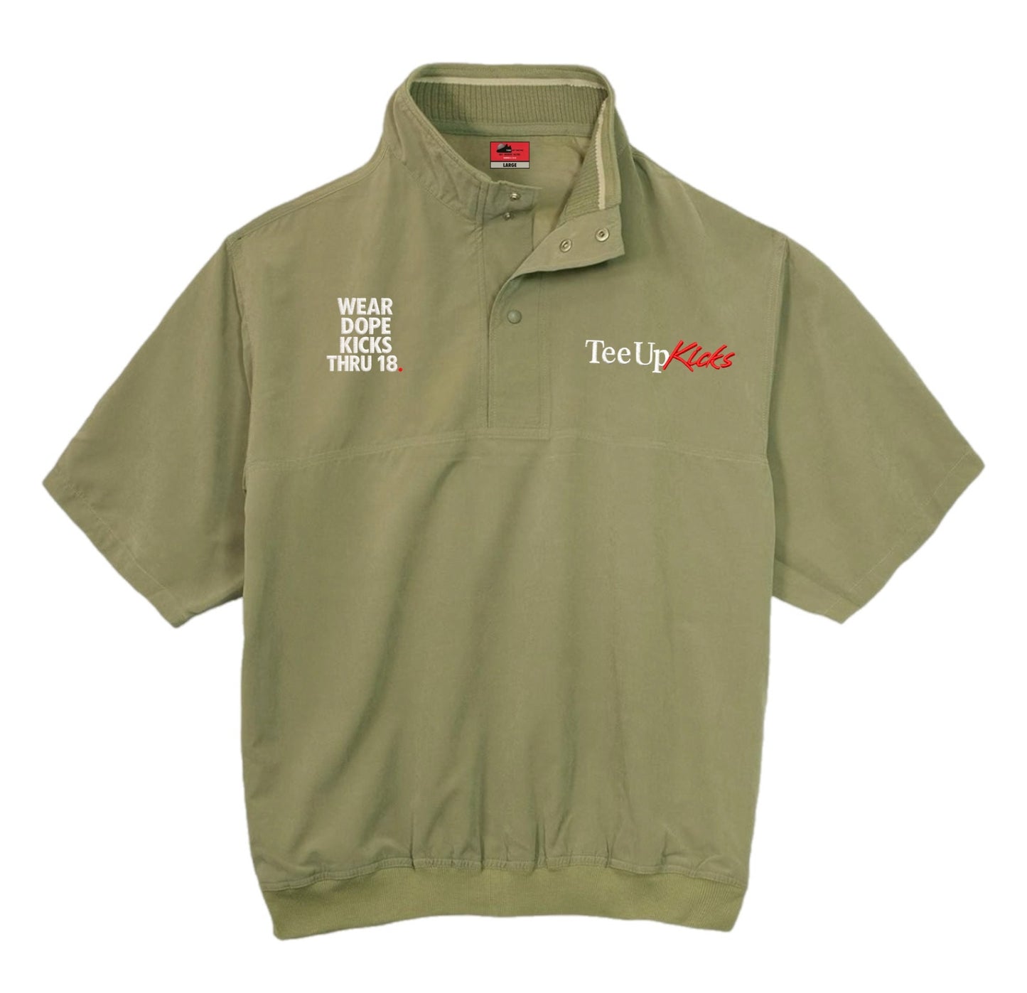 WATER RESISTANT PULLOVER WINDSHIRT- ALOE/WHITE/RED