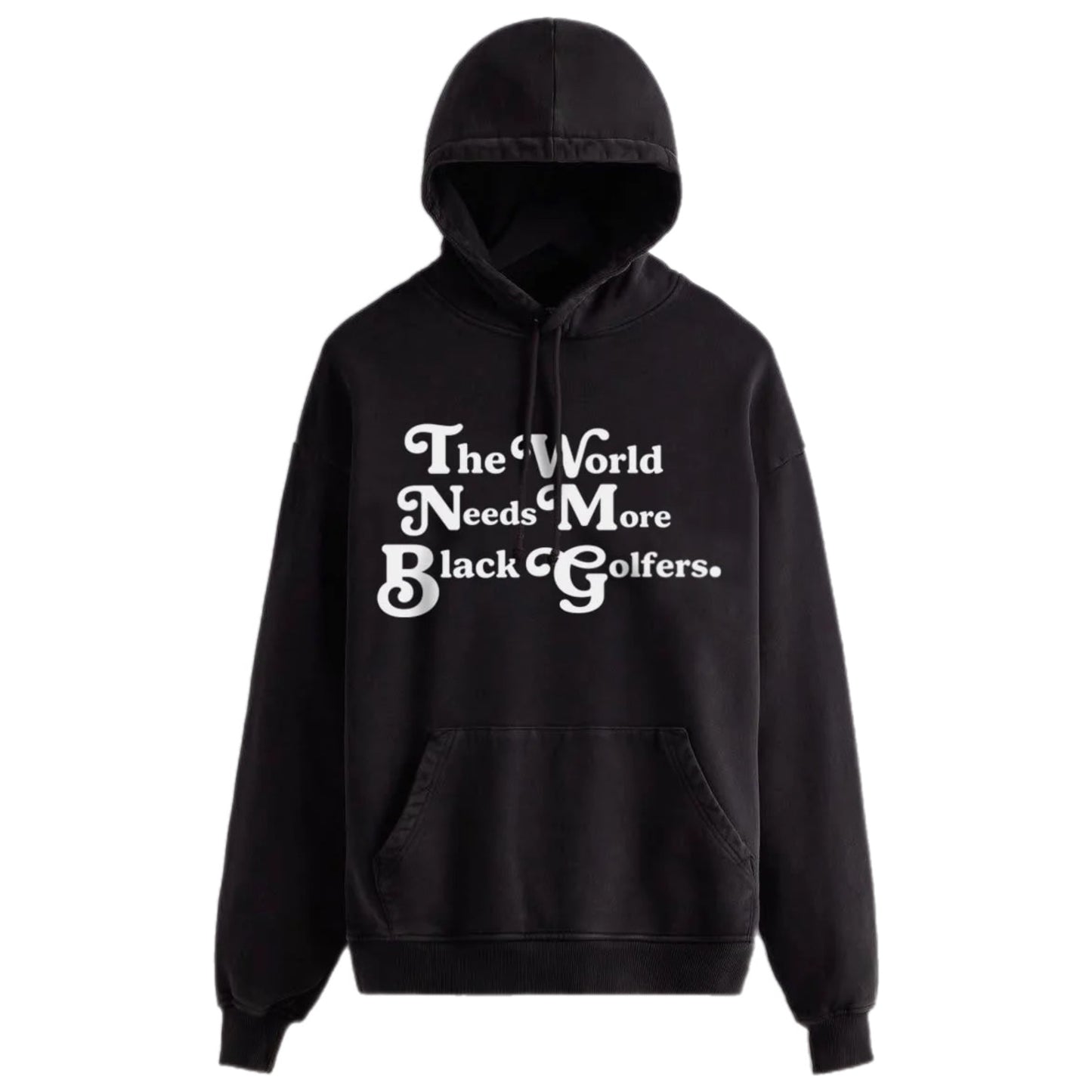 “THE WORLD NEEDS MORE BLACK GOLFERS” HOODIE - BLACK/WHITE PUFF