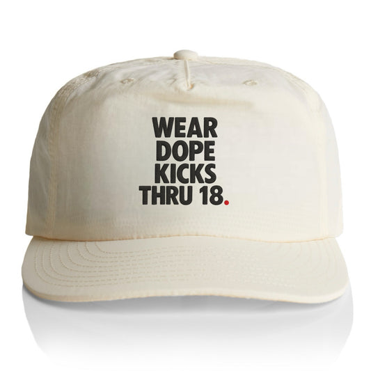 WEAR DOPE KICKS THRU 18 HAT - ECRU/BLACK/RED
