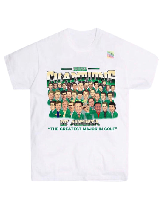 “VINTAGE “CHAMPIONS OF AUGUSTA” CARICATURE” SHIRT (2021) - WHITE